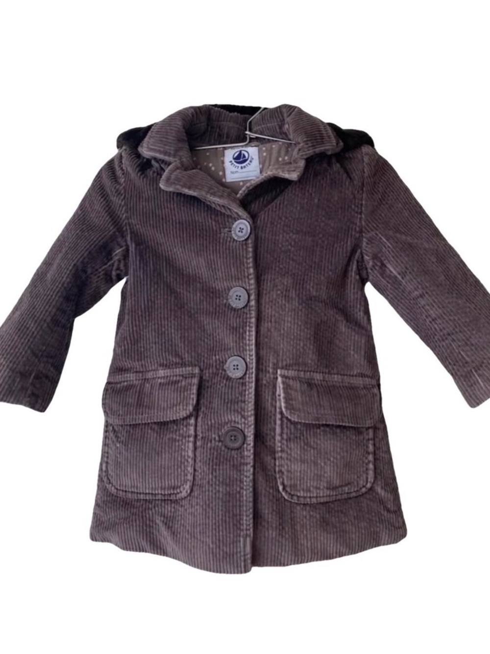 Petit Bateau Brown Corduroy Pea Coat Size: 3 Years / 94 cm - Picture 1 of 8